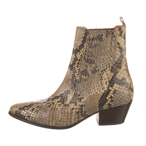 SANDRO Paris Snakeskin Animal Print Chelsea Ankle Boots - Picture 1 of 12